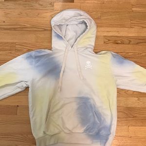 Soulcycle blue and yellow tie dye hoodie